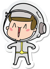 sticker of a happy cartoon astronaut