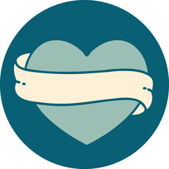 tattoo style icon of a heart and banner