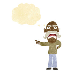 cartoon angry old man with thought bubble