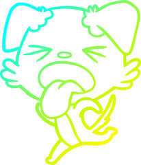 cold gradient line drawing cartoon running dog