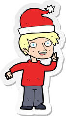 sticker of a cartoon man ready for christmas