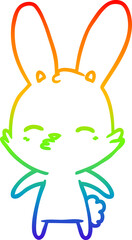 rainbow gradient line drawing curious bunny cartoon