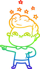 rainbow gradient line drawing cartoon excited man