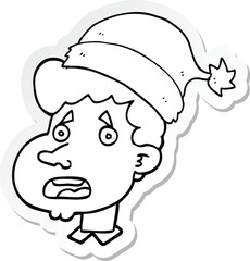sticker of a cartoon man wearing christmas hat