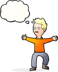 cartoon man panicking with speech bubble