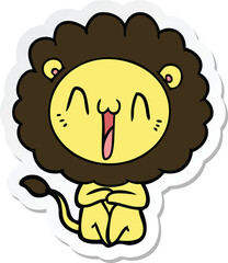 sticker of a happy cartoon lion