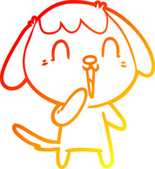 warm gradient line drawing cute cartoon dog