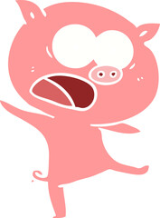 flat color style cartoon pig shouting