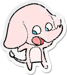 distressed sticker of a cute cartoon elephant