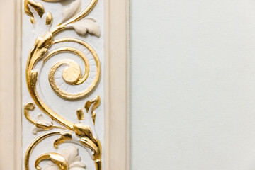 Classic luxury interior details, white and golden elements