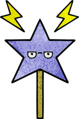 retro grunge texture cartoon magic wand