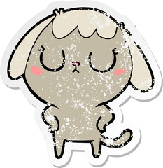 distressed sticker of a cute cartoon dog