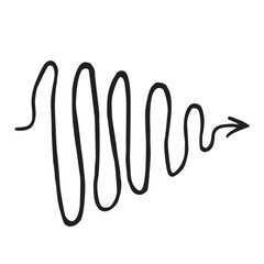 Vector black wavy arrow doodle style isolated on white background