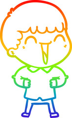 rainbow gradient line drawing cartoon happy man
