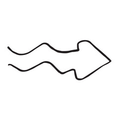 Vector black wavy arrow doodle style isolated on white