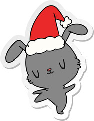 christmas sticker cartoon of kawaii rabbit