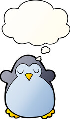 cartoon penguin and thought bubble in smooth gradient style