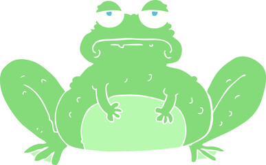 flat color illustration of a cartoon frog
