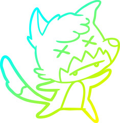 cold gradient line drawing cartoon dead fox