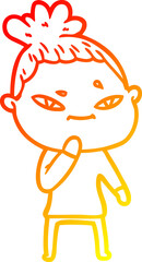 warm gradient line drawing cartoon woman