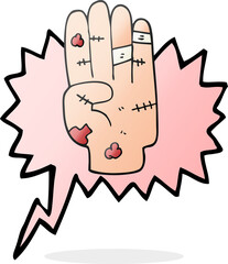 speech bubble cartoon injured hand