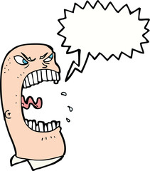 cartoon furious man shouting with speech bubble