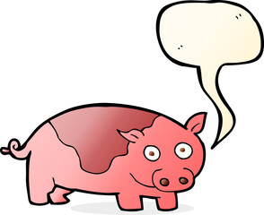 cartoon pig with speech bubble