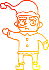 warm gradient line drawing cartoon christmas elf