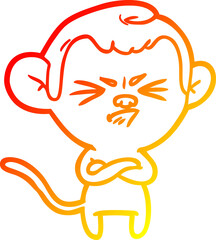 warm gradient line drawing cartoon annoyed monkey