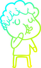 cold gradient line drawing cartoon man singing