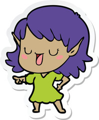 sticker of a cartoon elf girl