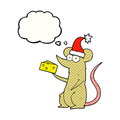 thought bubble cartoon christmas mouse with cheese