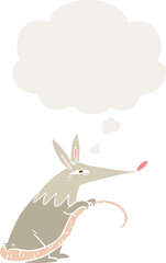 cartoon rat and thought bubble in retro style