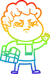 rainbow gradient line drawing cartoon angry man
