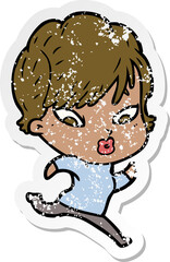 Obraz premium distressed sticker of a cartoon woman