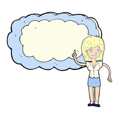 cartoon woman with text space cloud