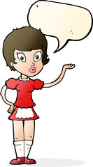 cartoon waitress with speech bubble