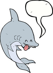 funny cartoon shark with speech bubble