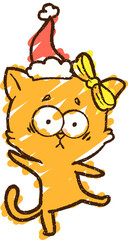 Christmas Cat Chalk Drawing