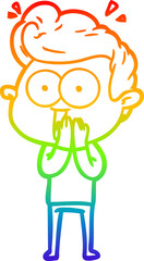 rainbow gradient line drawing cartoon man