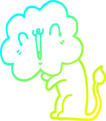 cold gradient line drawing cute cartoon lion