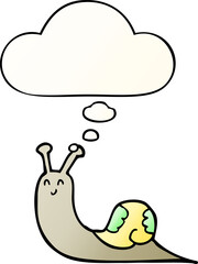 cute cartoon snail and thought bubble in smooth gradient style