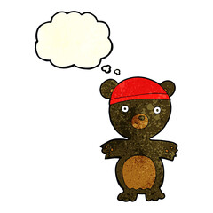 cartoon cute black bear with thought bubble