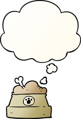 cartoon bowl of dog food and thought bubble in smooth gradient style