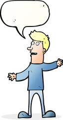 cartoon surprised man with speech bubble