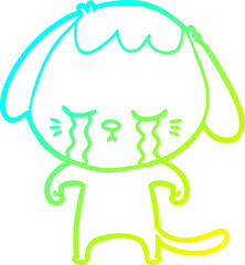 cold gradient line drawing cartoon crying dog
