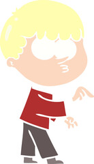 flat color style cartoon curious boy