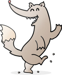 cartoon happy wolf dancing