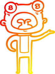 warm gradient line drawing cartoon weird alien communicating