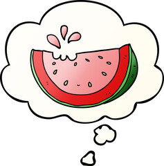cartoon watermelon and thought bubble in smooth gradient style